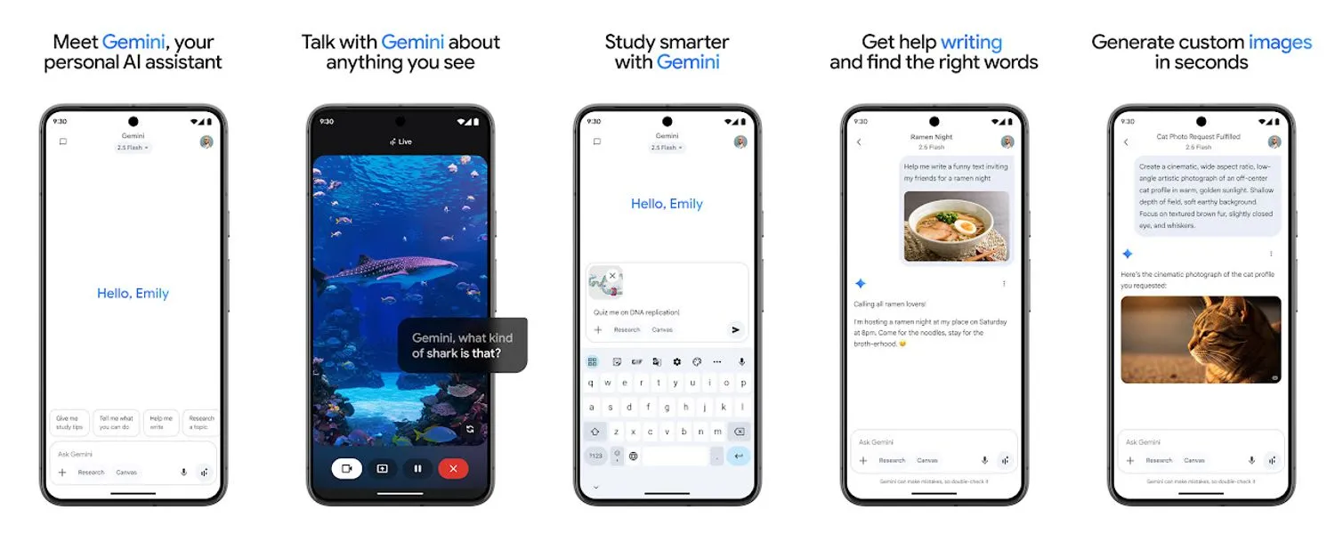 Google Gemini screenshots